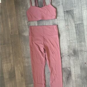 Everyday soft women’s sports Bra and Leggings Set- rose pink